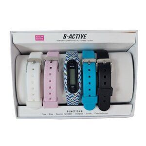 B-Active Watch Fitness Tracker Interchangeable LCD Display No App 5 Bands NEW